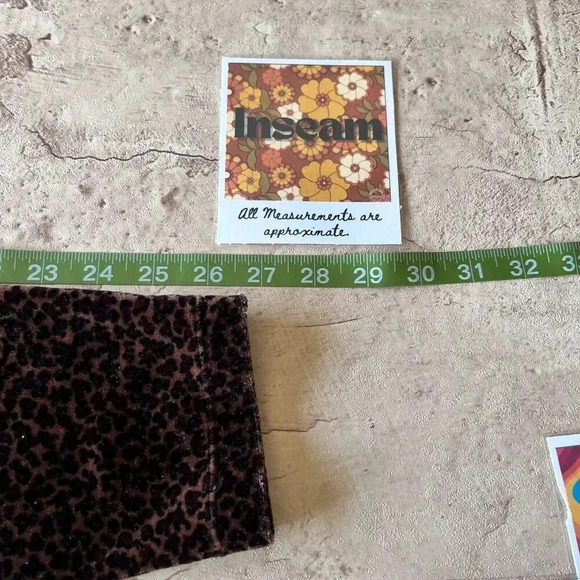 Jumping Joy Womens Leopard Velvet Velour Vintage Pull On Pant Leggings Sz S 90s - Picture 10 of 11